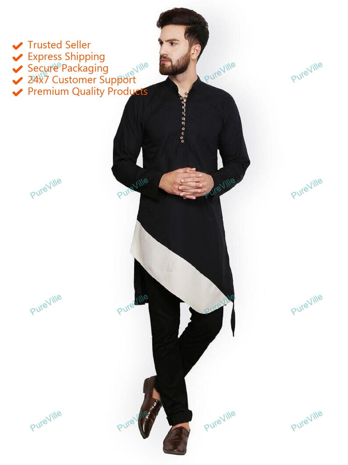 Mens Kurta only Traditional Shirts Top Shirt Mens Clothes Cotton Kurta
