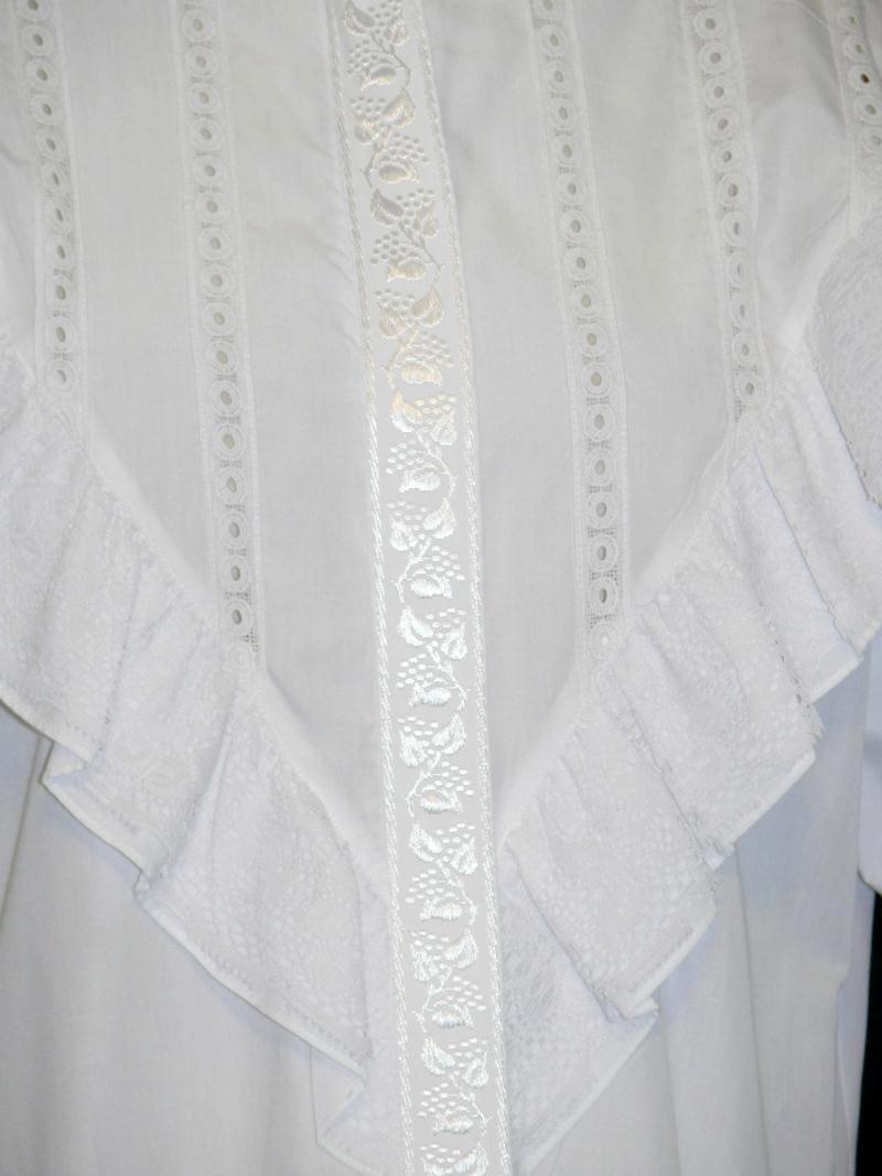 L Bust 43″ / WHITE LACE German BLOUSE Shirt Top RUFFLE Skirt Suit Dirndl Western