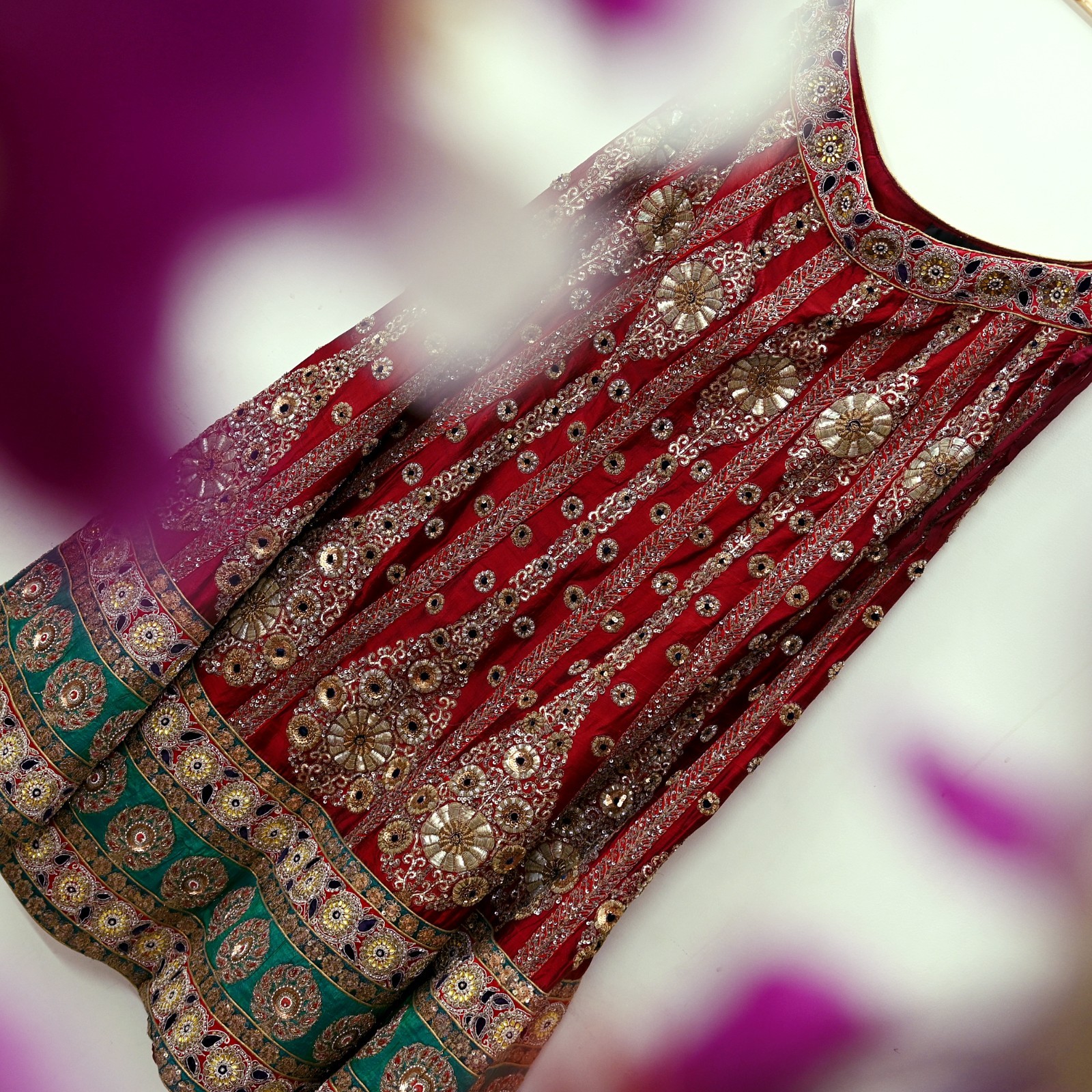 Vintage Heavy Maroon chanderi Silk Hand Embroidered Skirt By Designer Sabyasachi