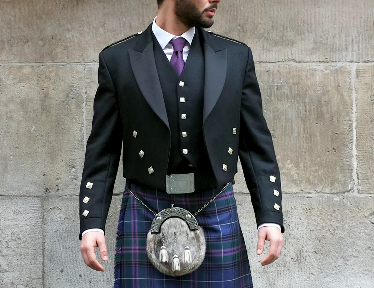 Men’s Scottish Black Prince Charlie Jacket 5 Button Waistcoat Highland Dress