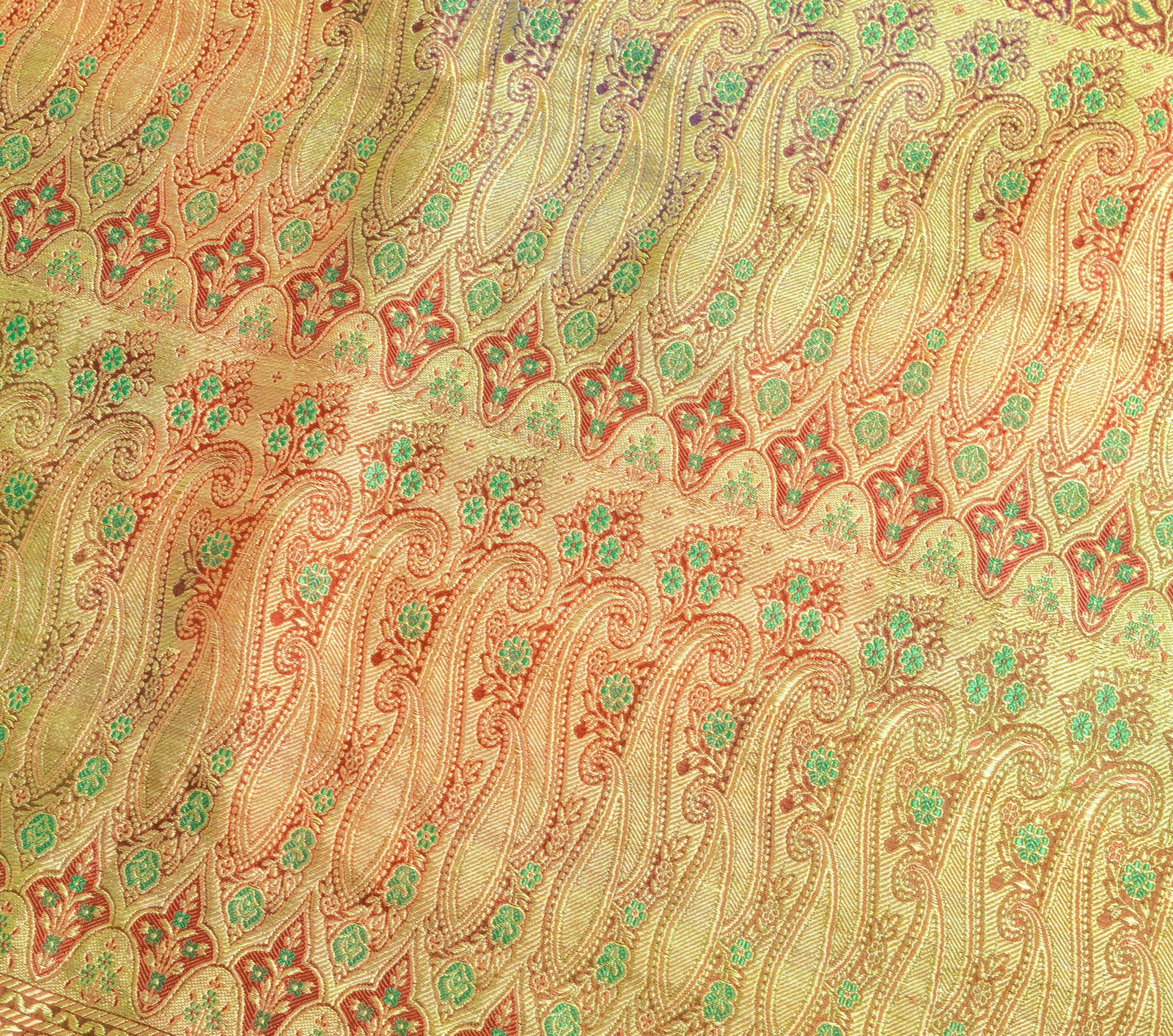 Sushila Vintage Heavy Saree Art Satin Silk Banarasi Brocade Multi-Color Fabric