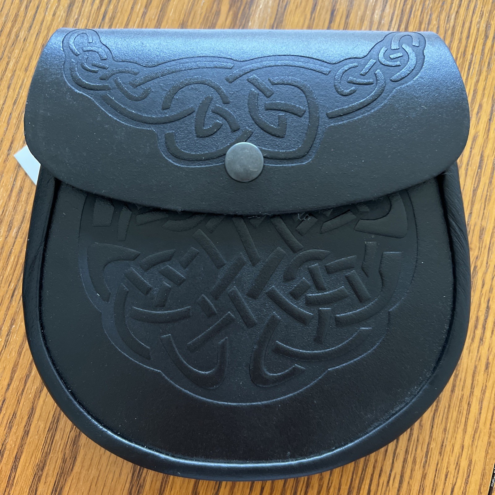 Embossed Black Leather Kilt SPORRAN Scottish Bag Pipe Wear Celtic
