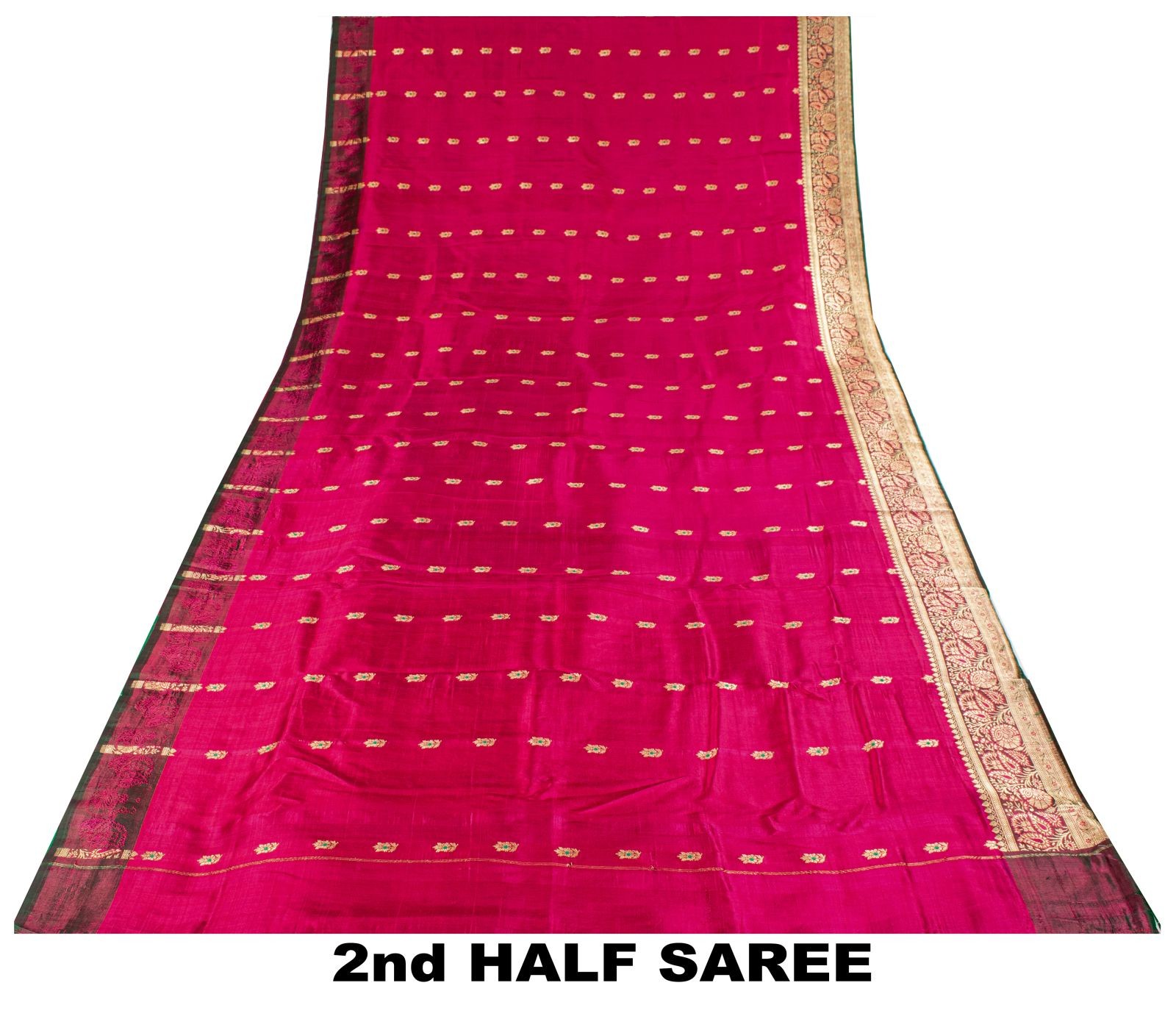 Sanskriti Vintage Pink Pure Satin Saree Banarasi Brocade Meenakari 5 Yard Sari