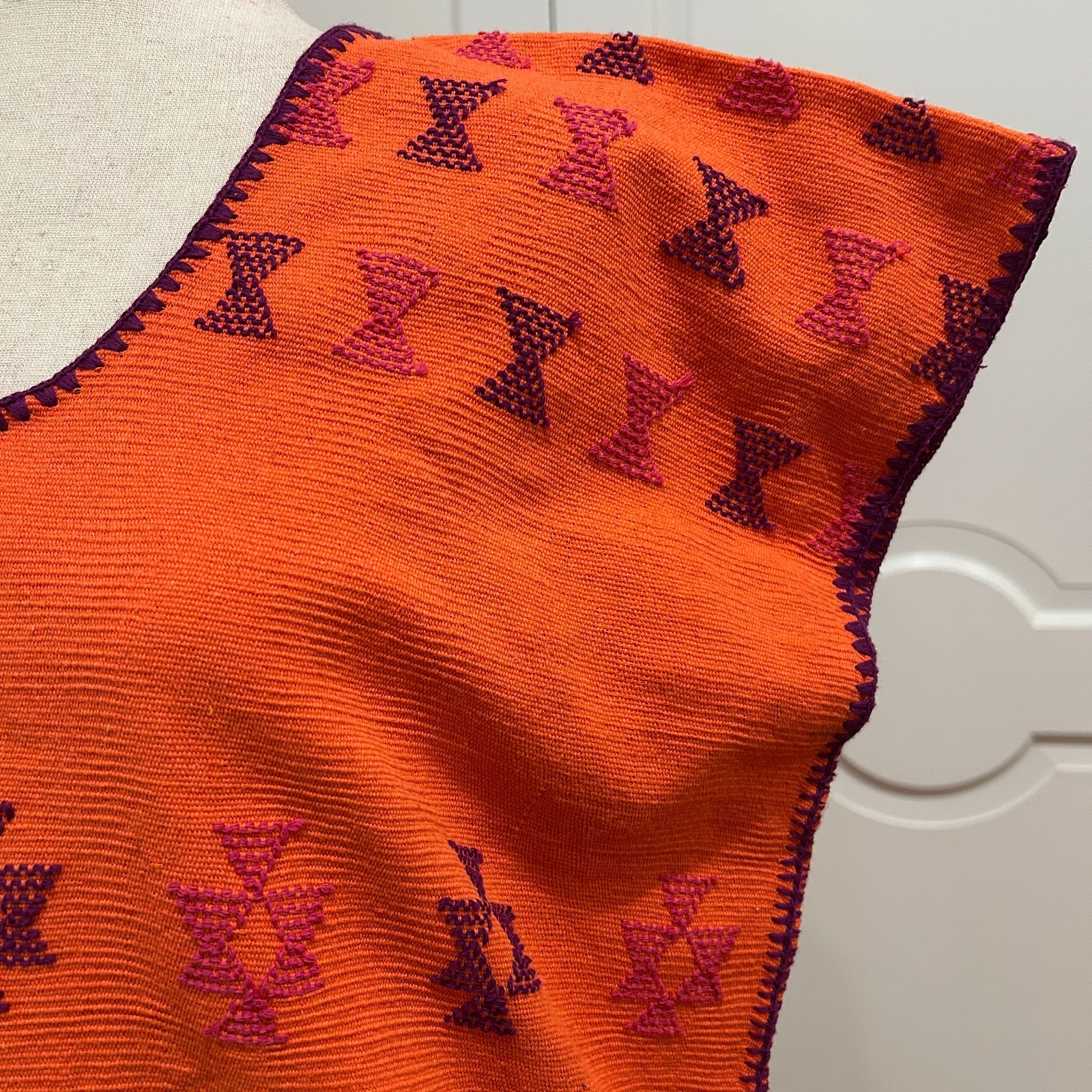 San Juan Colorado Huipil Mexican Kaftan made on backstrap loom.