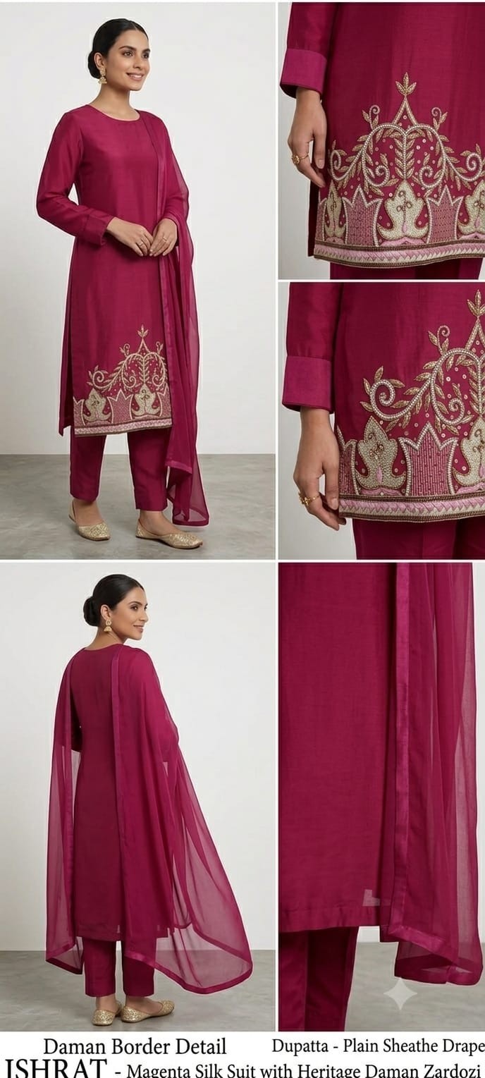 Luxury Red Hand Embroidered Crepe Salwar Suit with Organza Dupatta | Custom…