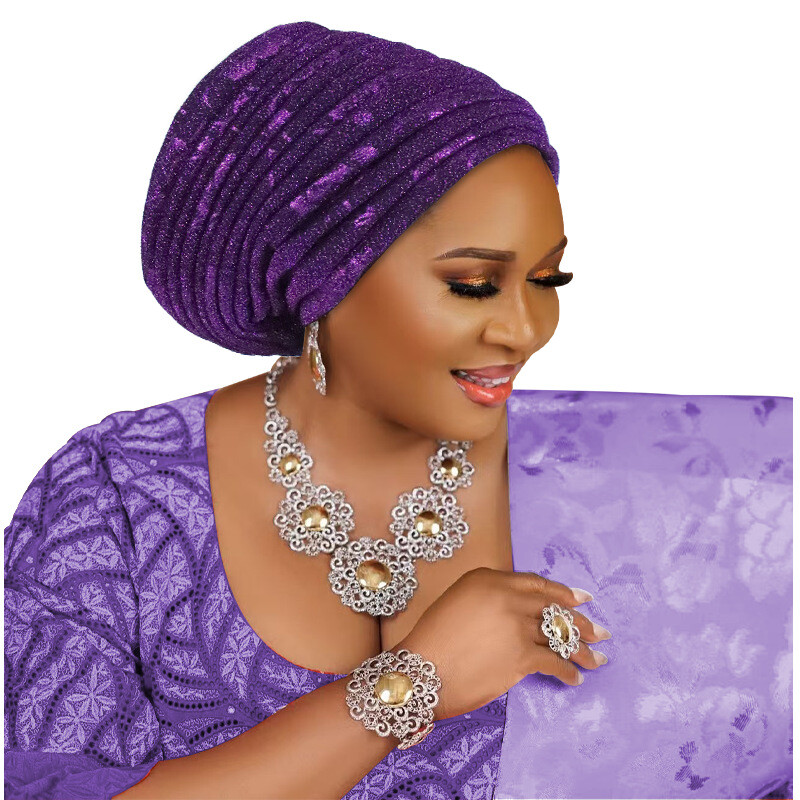 Nigerian African Women Pleated Head Cover Wrap Caps Islamic Bonnet Headwear Arab