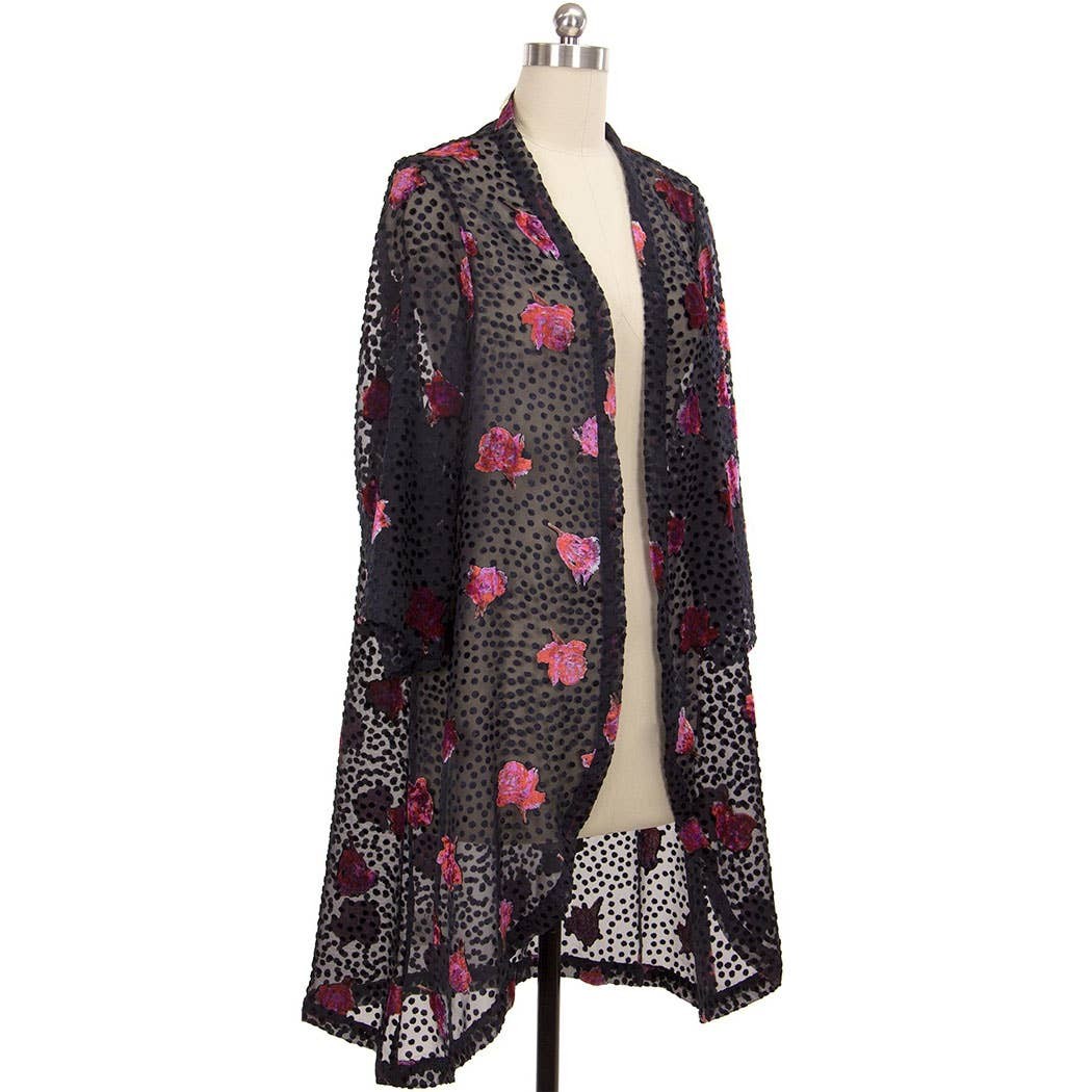 Night Rose Velvet Kimono