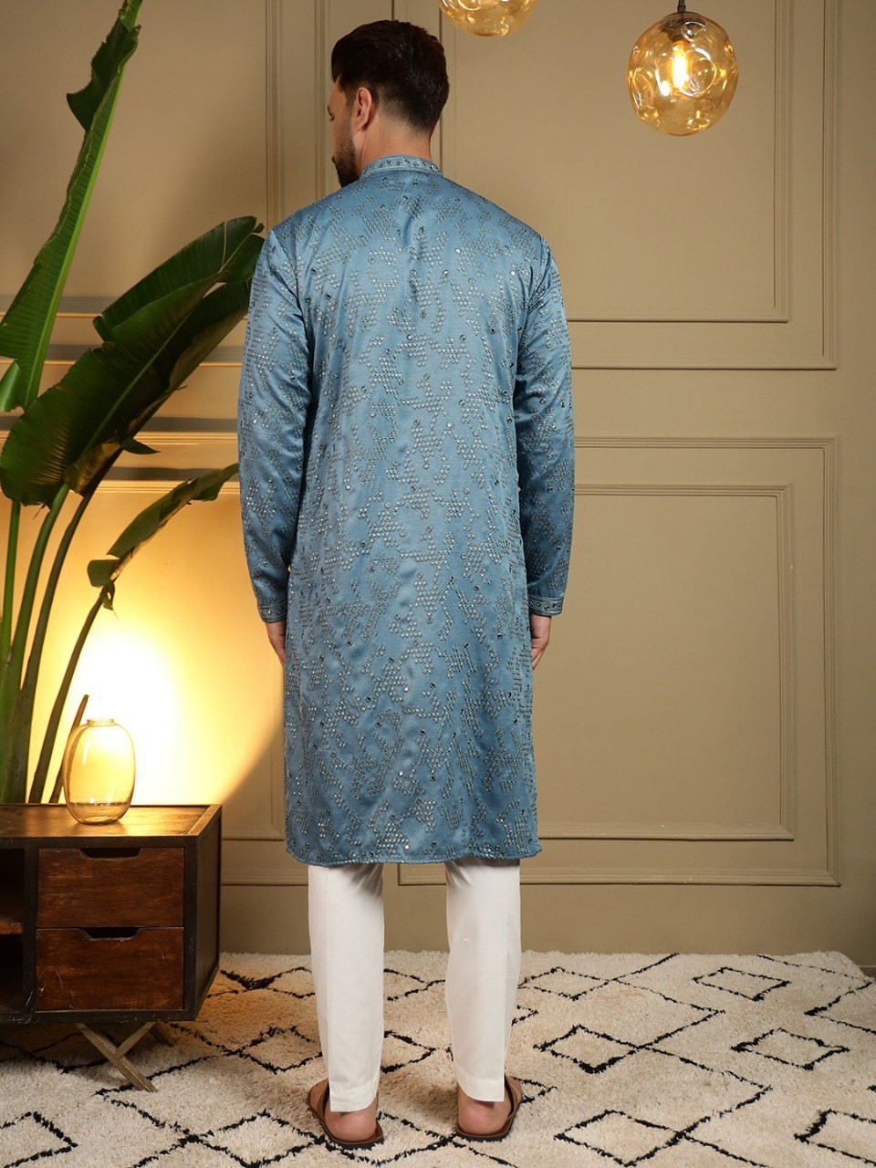 Men Kurta Set Pakistani Kurta Pyjama Indian Groom Suits Sherwani Wedding Party