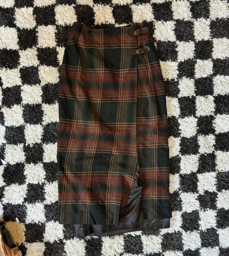 VINTAGE Ralph Lauren 100% Wool Kilt Skirt