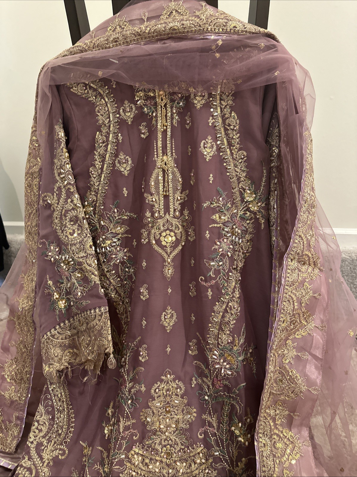 Pakistani Indian salwar kameez Embroidered Chiffon Long Duppatta Bust 36