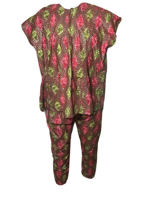 Handmade Girls Brown Short Sleeve 2 Pic African Culture Suit (Size: M)