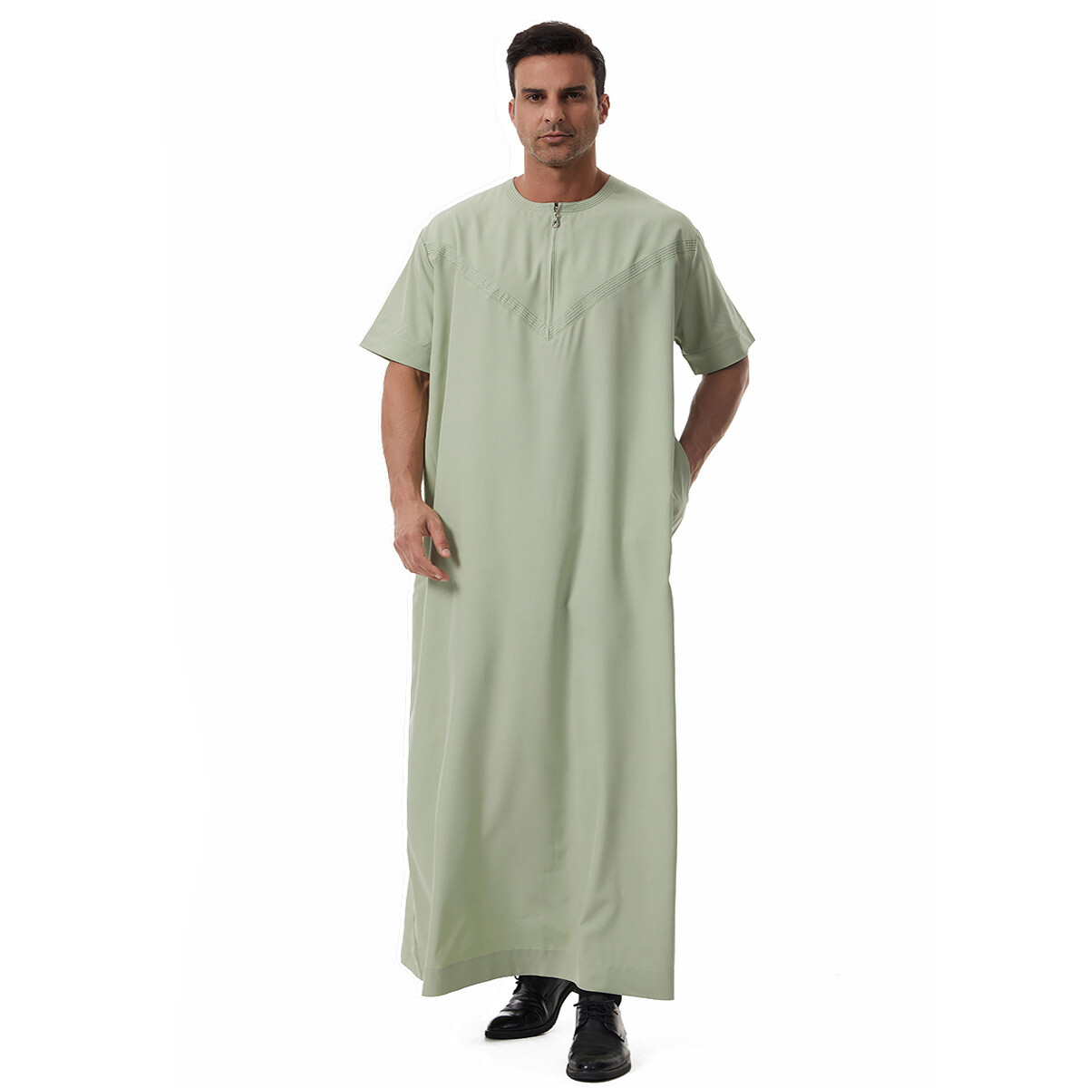 Men Thobe Jubba Thoub Muslim Men Short Sleeve Kaftan Saudi Arab Thoub Dishdasha