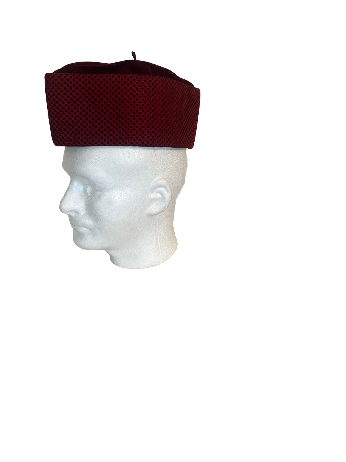 Men’s Oxblood Handmade African Chieftaincy Mesh / Velvet Hat. One Size