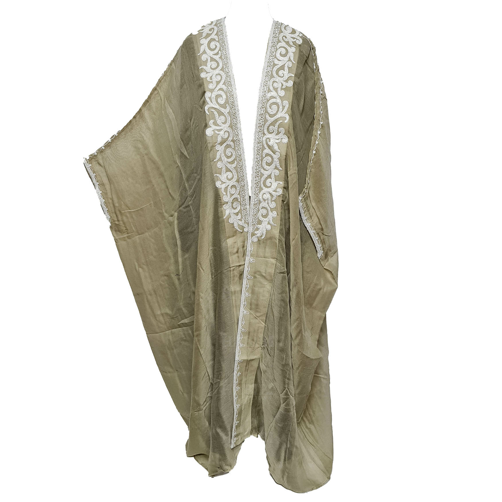 Women’s 3 Quarter Sleeve Arabian Bisht Beige Cloak Arab Dress Thobe Islam Rob