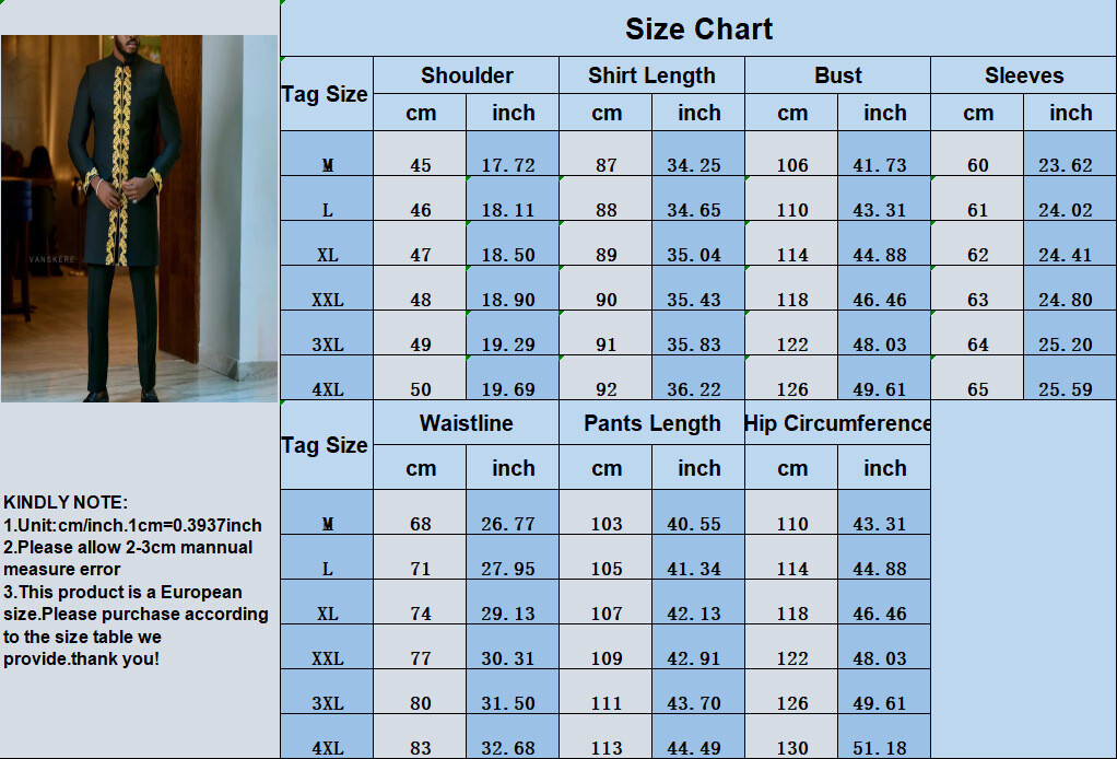 2 Pieces Outfits Dashiki African Man Clothes Wedding Tops+Pants Ethnic Style Set