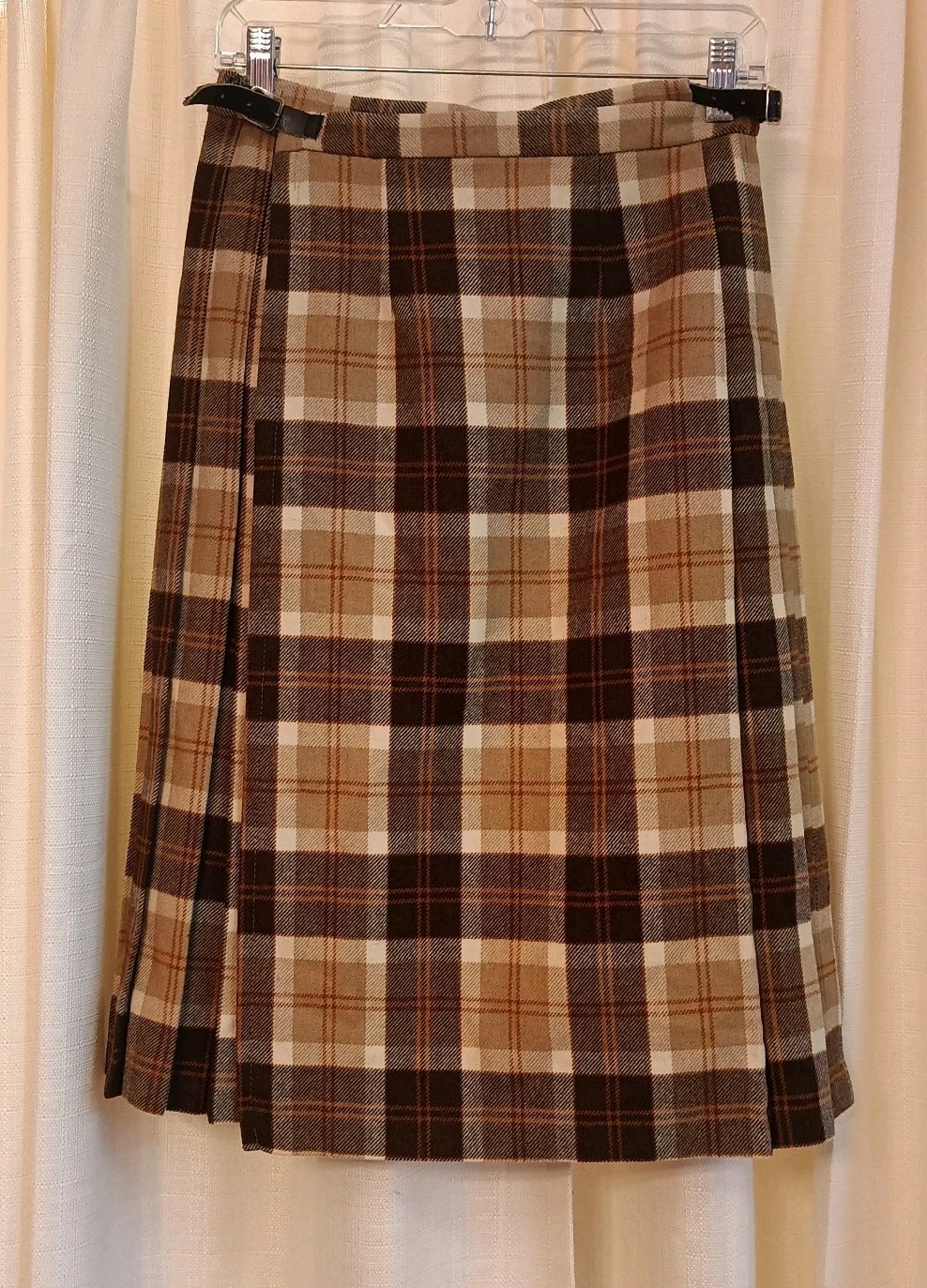 Laird-Portch Men’s Side 26 Kilt 100% Wool Brown/Beige/Orange Plaid