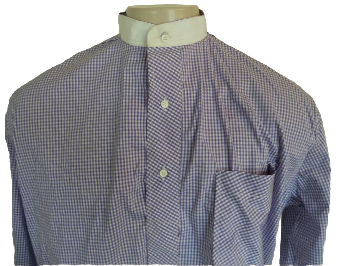 Men’s Purple Plaids & Check Handmade Traditional Kaftan Shirt. One Size. Long Sl