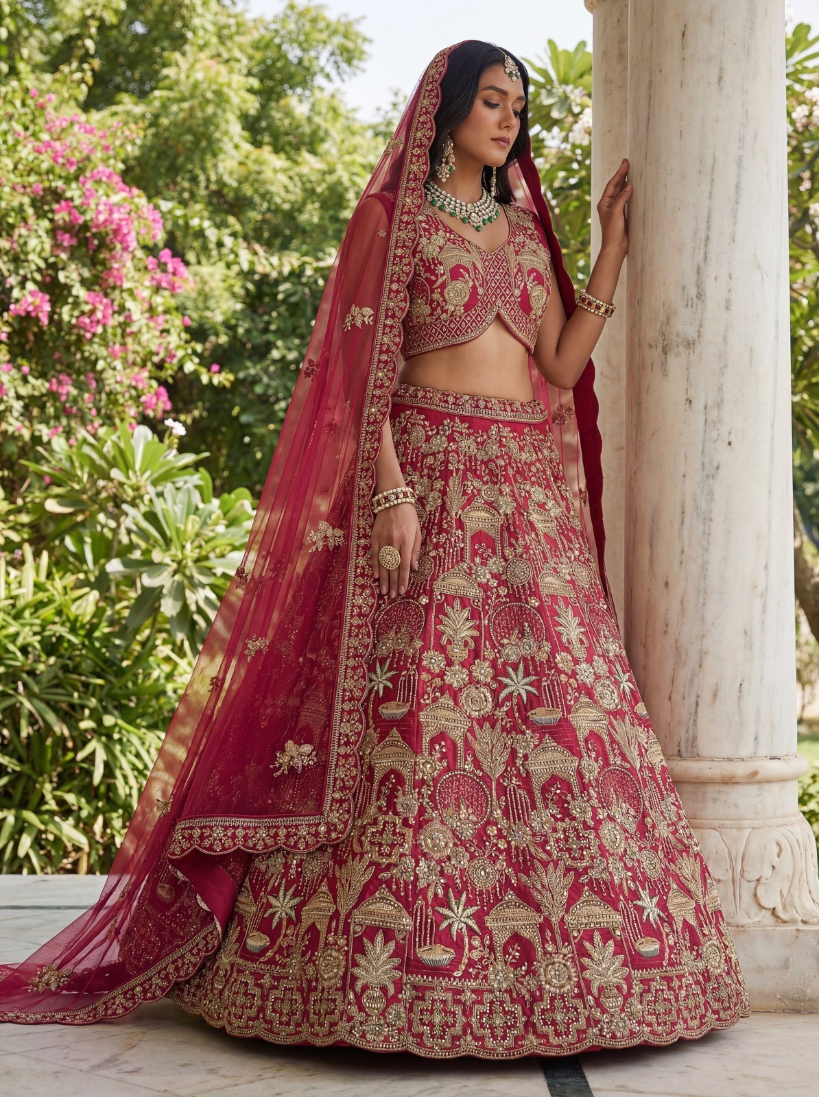 Gadhwal Silk Lehenga Choli Bridal Shower Wedding Reception Designer Set