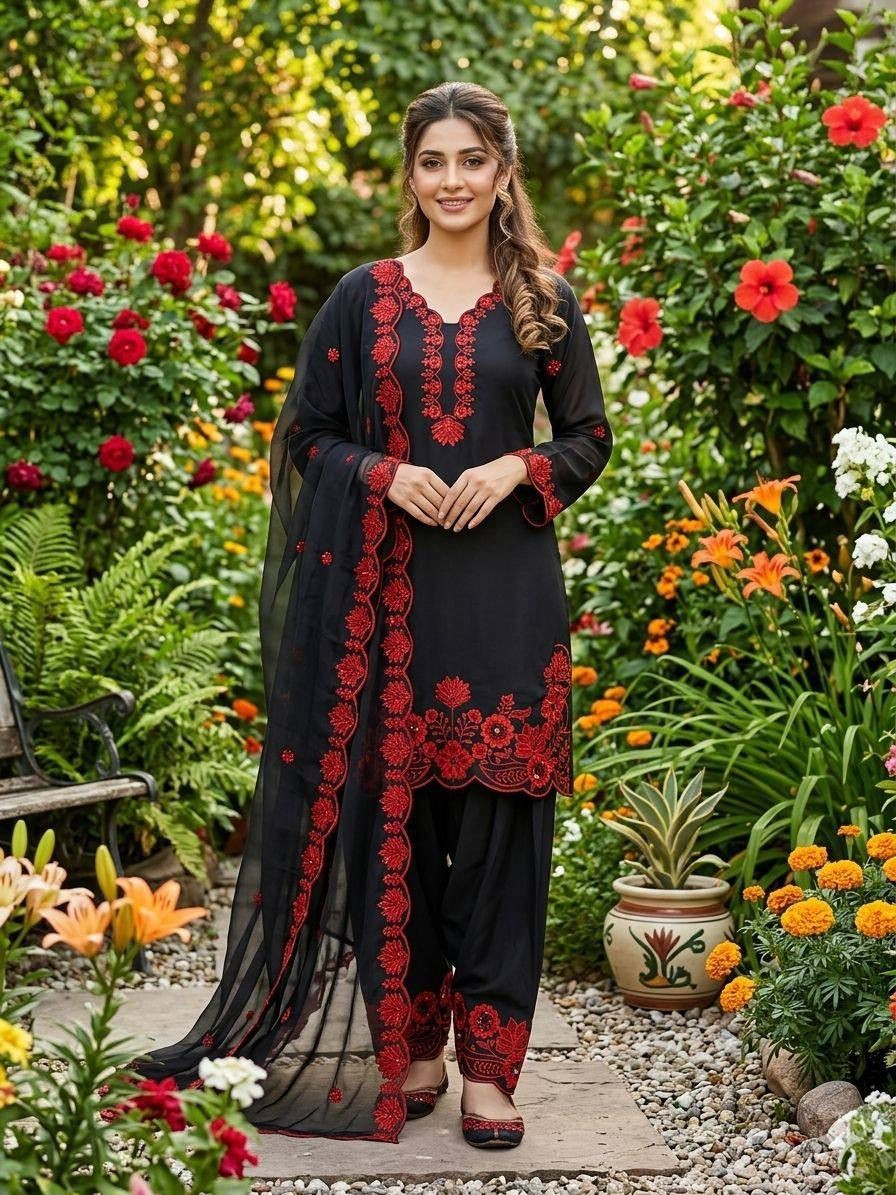 Designer Silk Top Farshi Palazzo Dupatta Party Wear Women Farshi shalwar suit