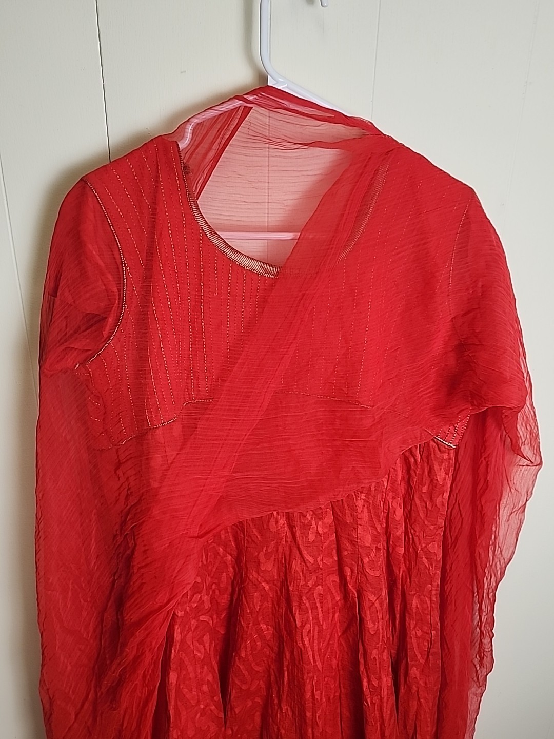 Bollywood Indian Anarkali Dress Red And Gold 2-piece Sz X-L