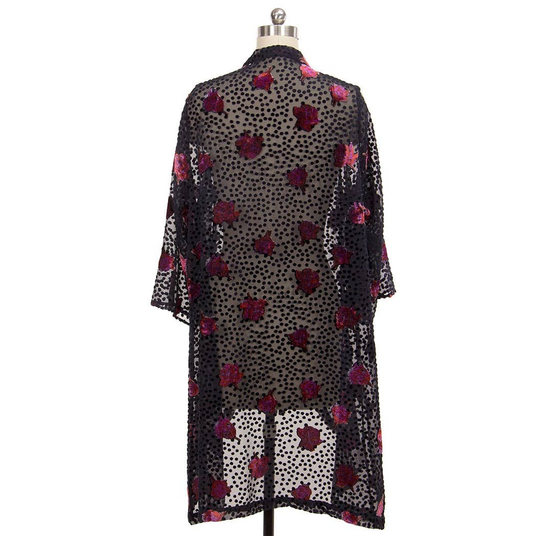 Night Rose Velvet Kimono