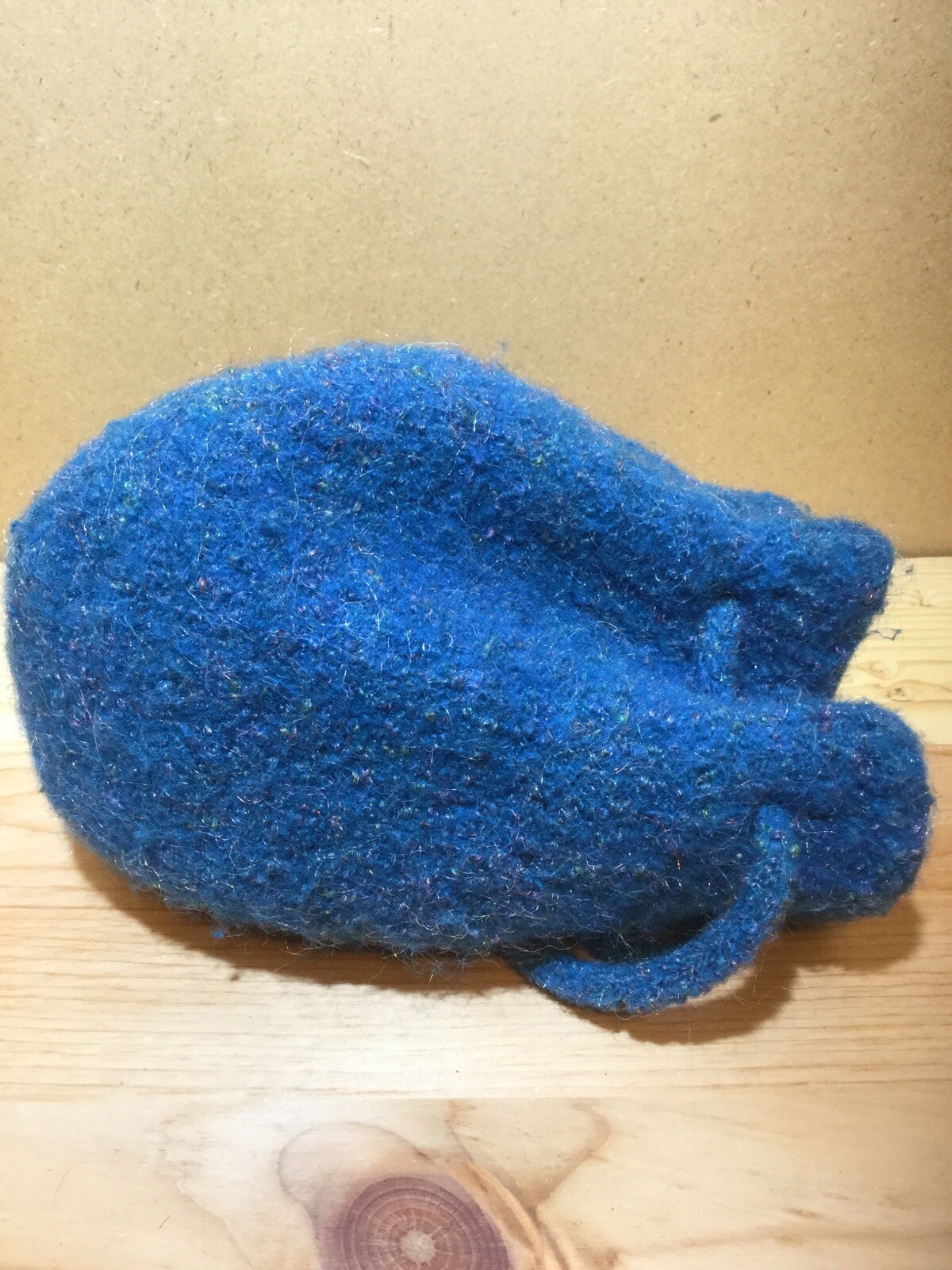 Dreadlock Hair Holder? Cap, Knitted Wool Iridescent Blue / Drawstring, Well Made