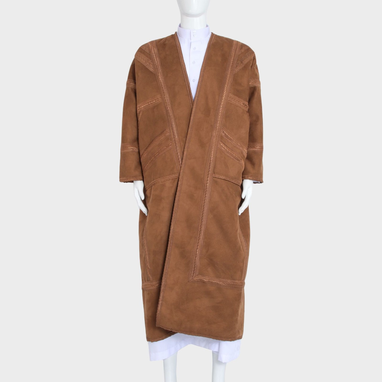 Arab Mens Winter Long Robe Saudi Suede Warm Thobe Dishdasha Thoub Prayer Kaftan