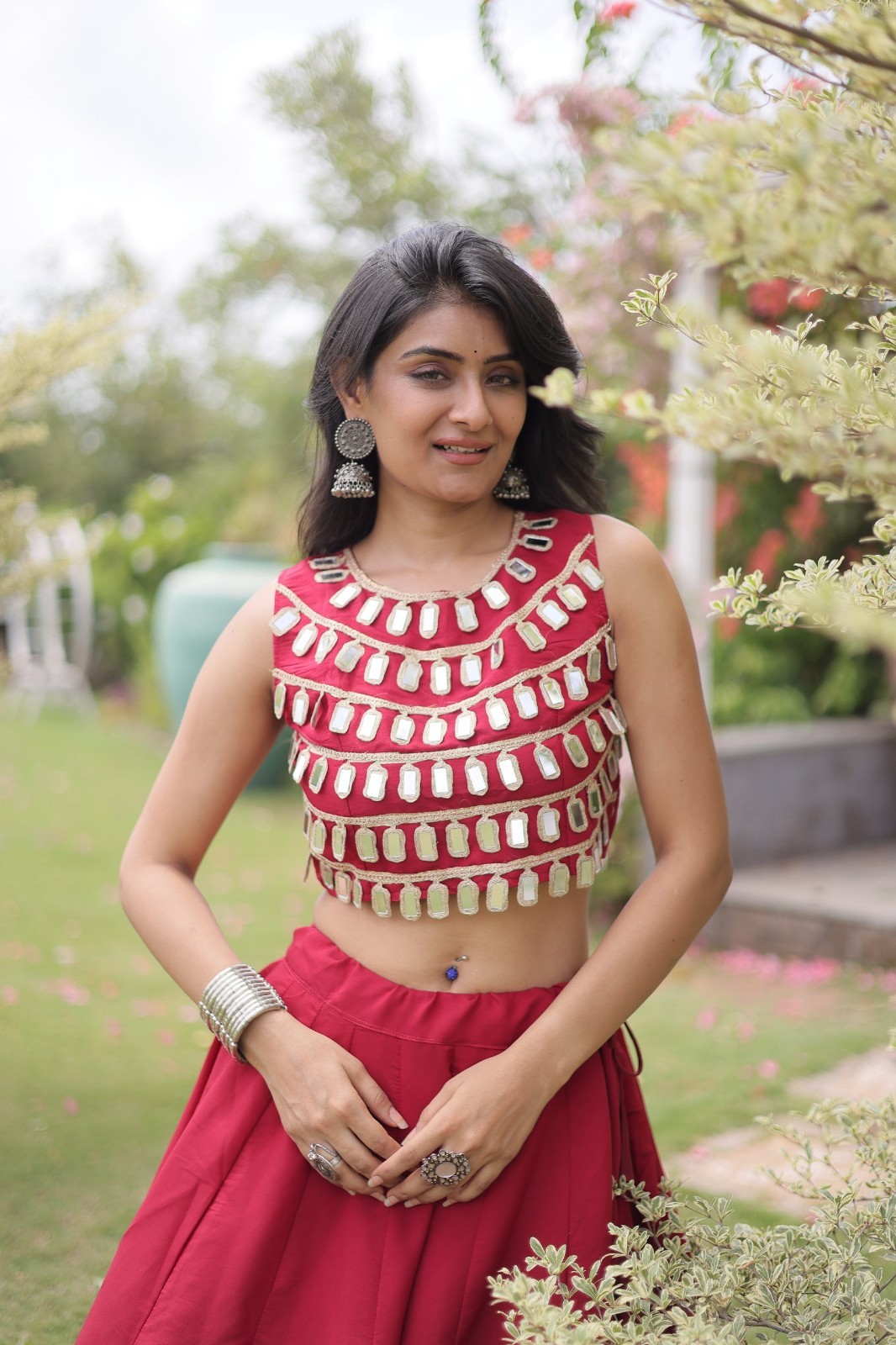 STEPNSHOP Navratri Collection Roman Silk With Gota work Lehenga Choli 23381