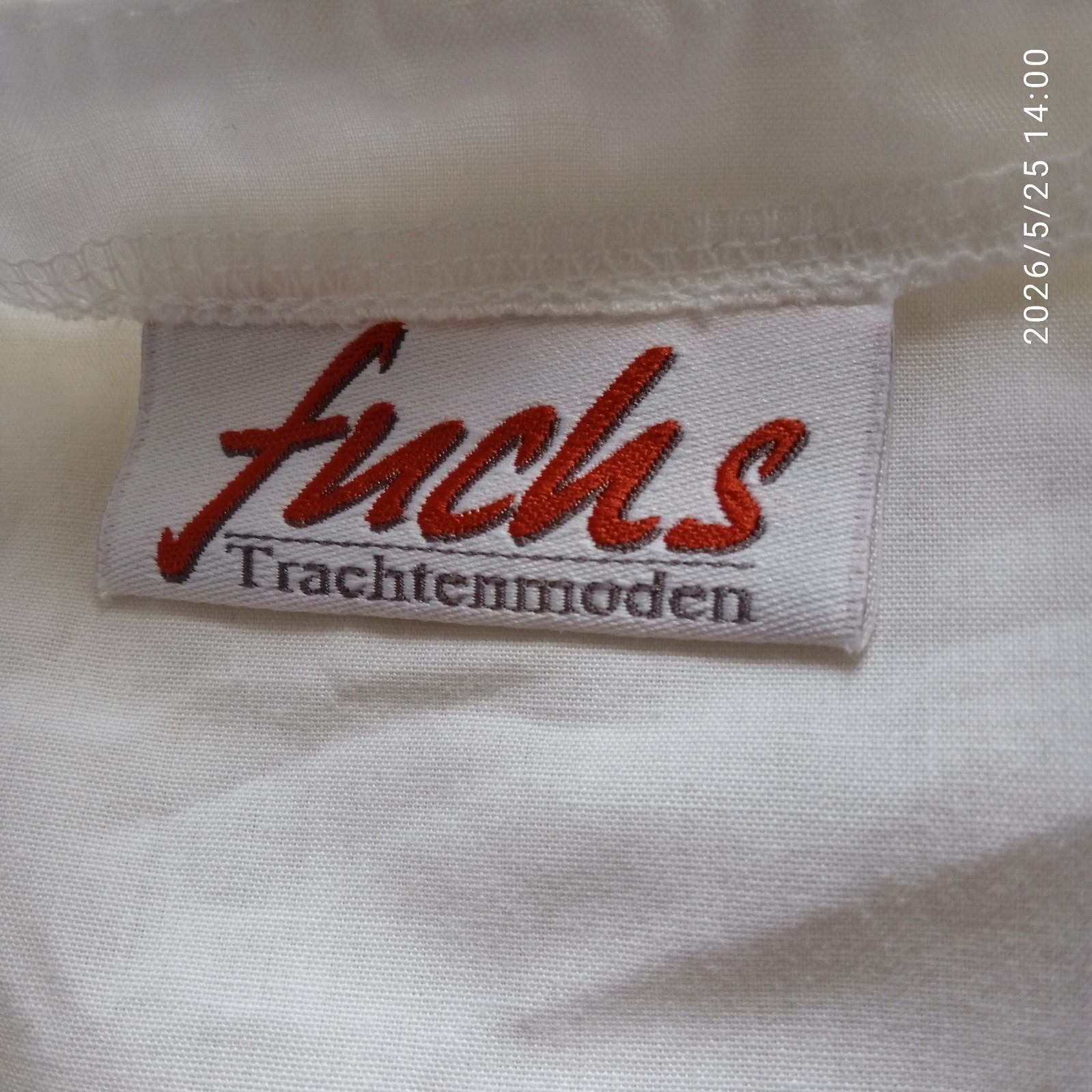 Fuchs Dirndl Oktoberfest White cotton Blouse Size EU 40