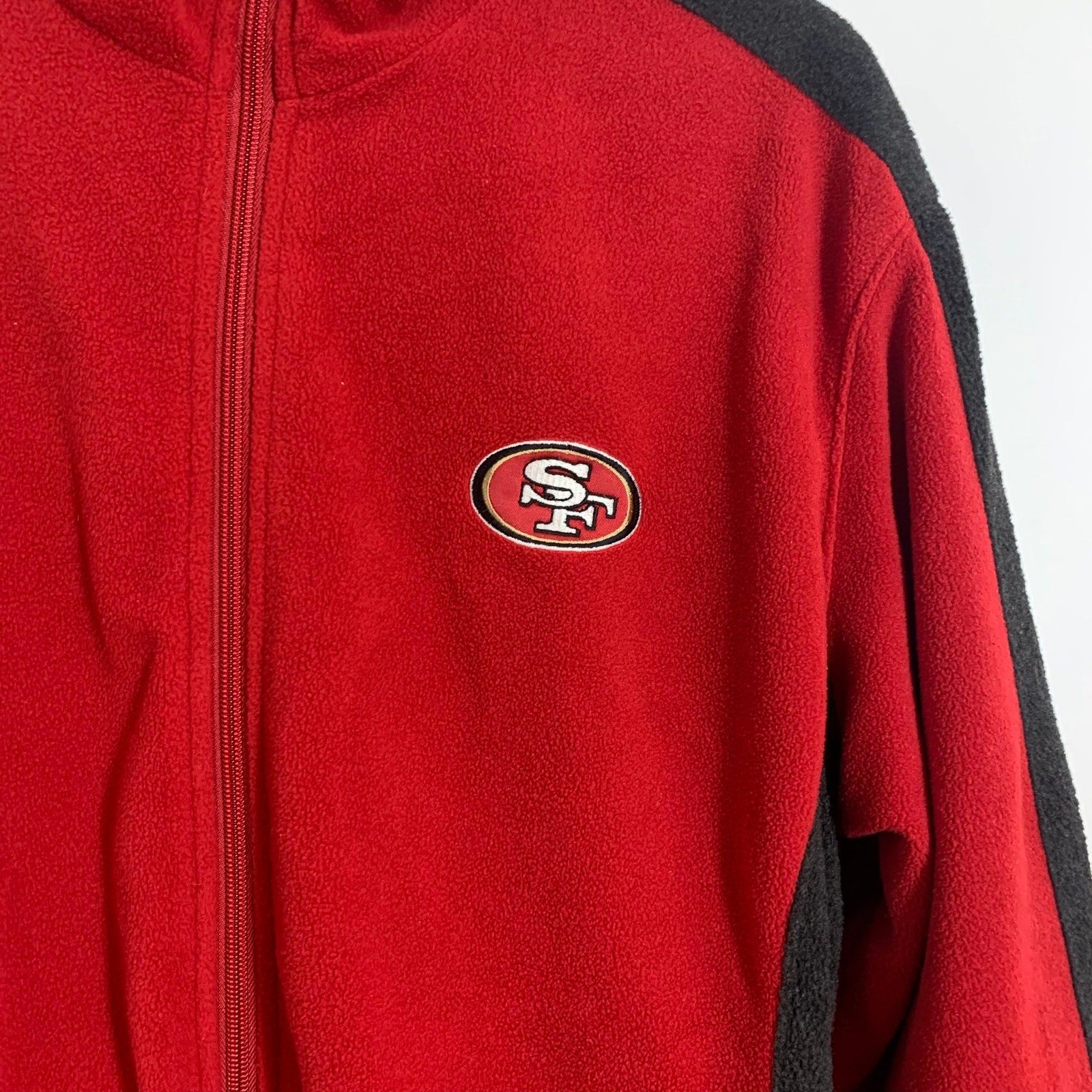 NFL San Francisco 49ers Mens Full Zip Fleece Jacket Red Grey XL