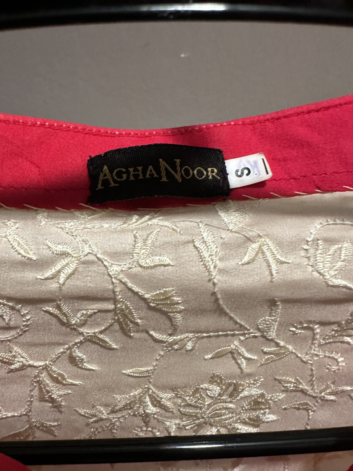 Pakistani designer aghanoor kurti size small Beige Red Embroidered Floral