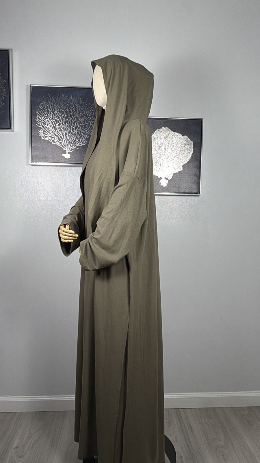 Modest Viscose Tunic and Pants Set with Hooded Hijab Scarf Elegant Muslim Outfit