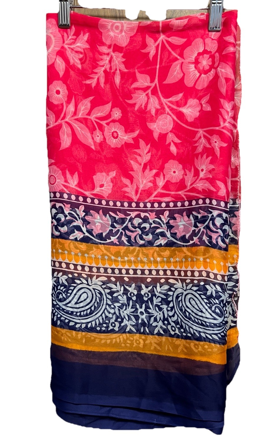 SARI INDIAN WRAP SHAWL PURPLE VIOLET MAGENTA PINK ORANGE 44×85”