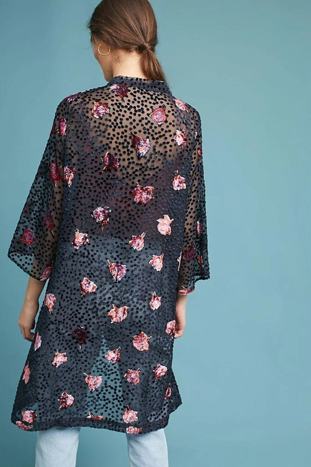 Night Rose Velvet Kimono