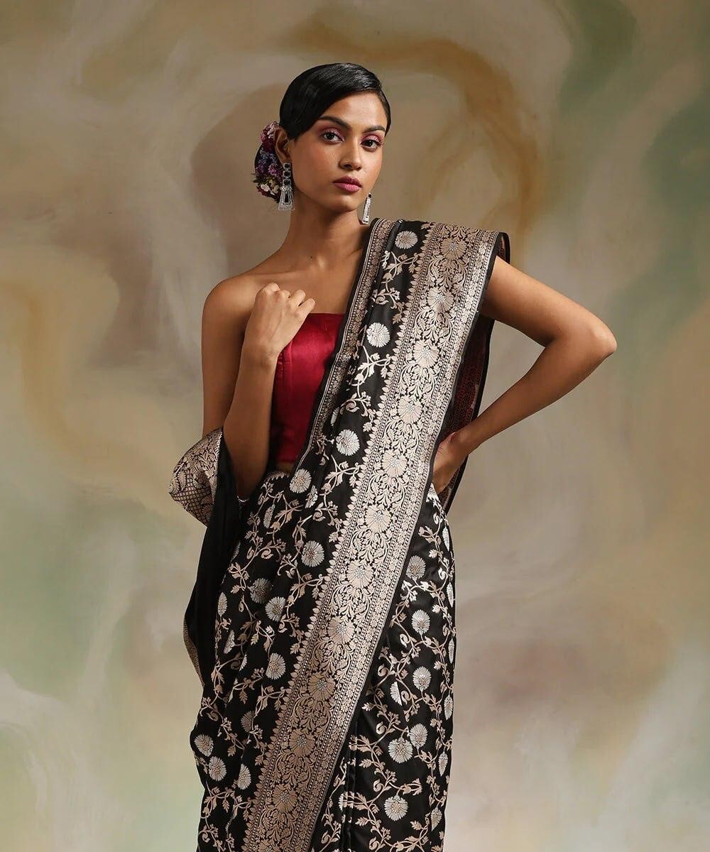 Pure Banarasi Copper Zari Weaving Work Saree Indian Party Wear Sari Wedding Wear