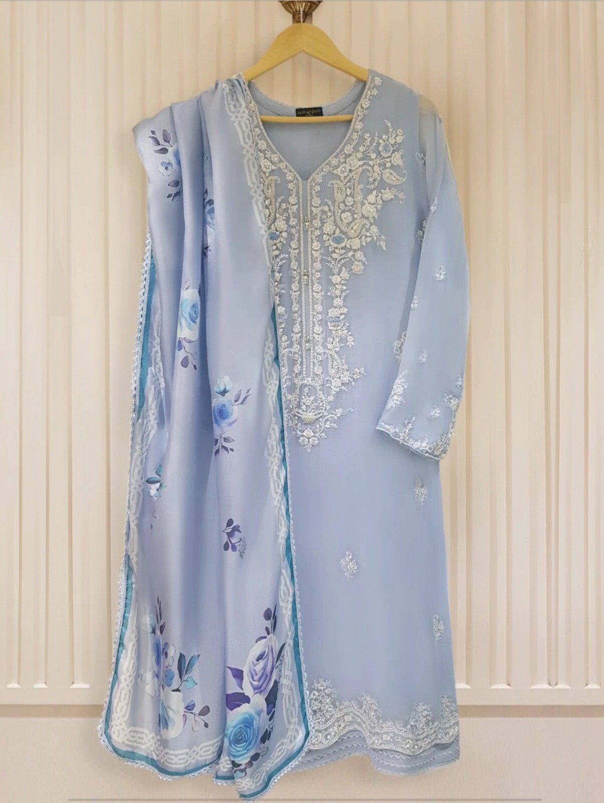 100% Original Agha Noor Pure Chiffon Kurta With Silk Duppatta (2 Piece)