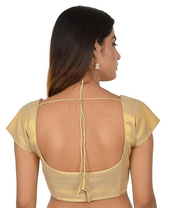 READYMADE SAREE BLOUSE/CHOLI SARI TOP INDIAN BLOUSE GOLD /SILVER CHOLI BLOUSE .