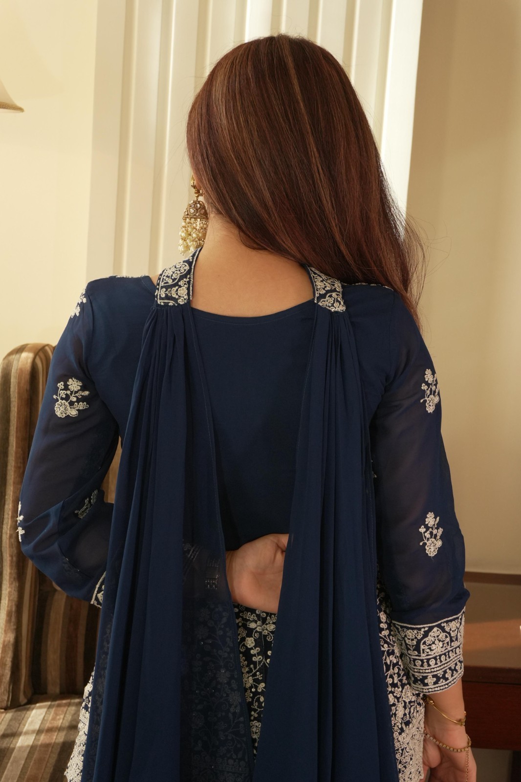 INDIAN BOLLYWOOD DESIGNER INDO WESTERN DRESS BLOUSE AND PLAZZO DRESS WEDDING EID