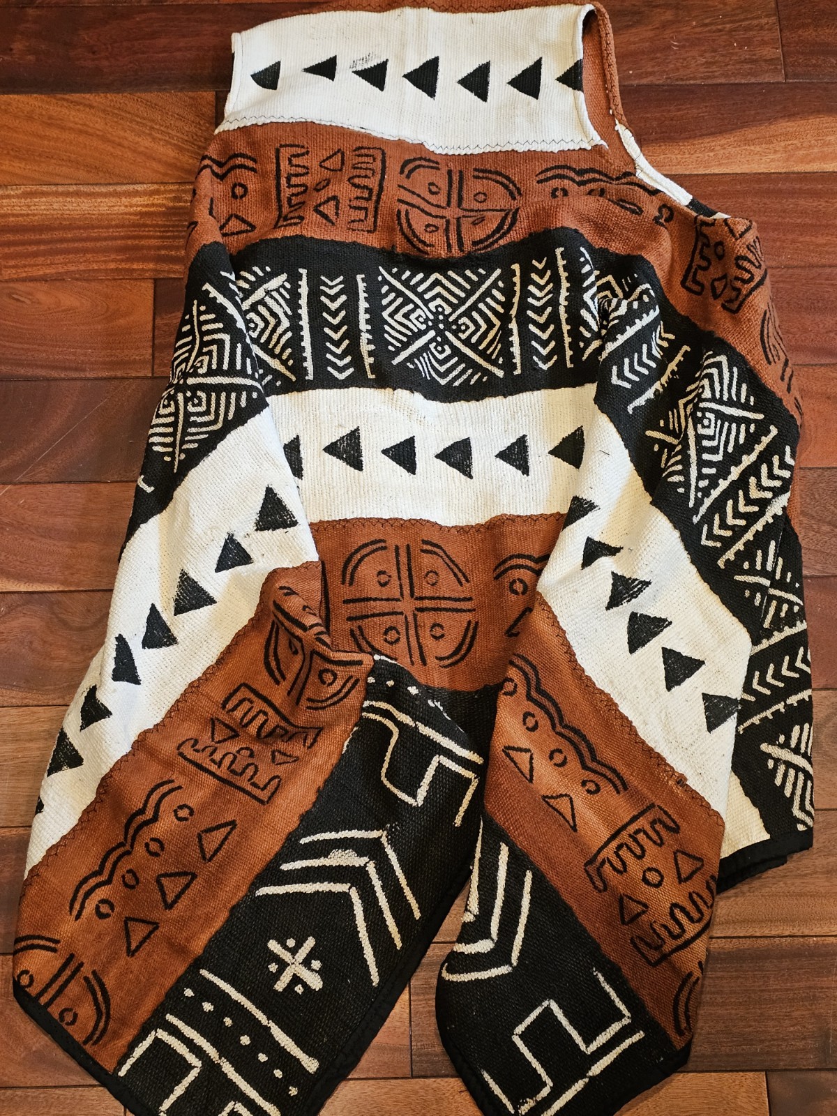 Handmade One-of-a-Kind African Mudcloth Patchwork Boho Heavy Shawl OSFM