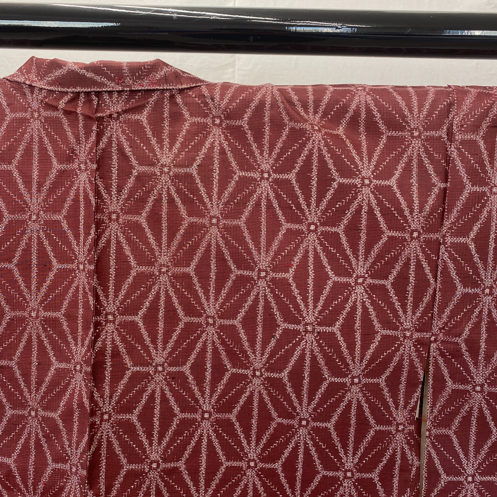 Japanese Vintage Kimono Haori Jacket Silk Red Oshima Traditional Authentic 33 in