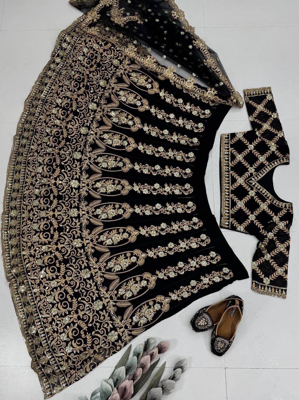 Presenting Heavy Georgette Lehenga Choli With Black Dupatta For Women Festival