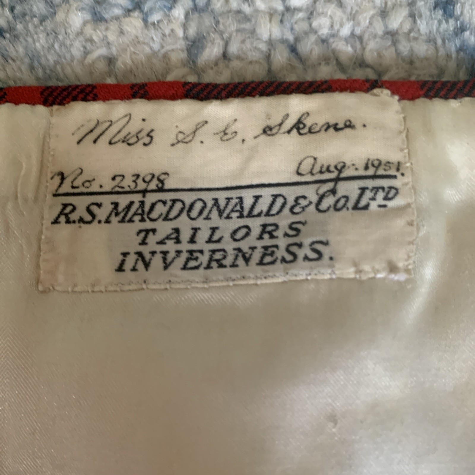 Vtg 1954 Authentic Kilt Macintosh Plaid Wool Hand Tailored Inverness Sz 8 Red