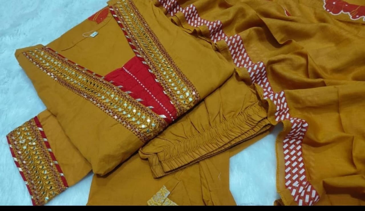 Fully Stitched Kurta Palazzo With Dupatta Set, Indian Designer Salwar Kameez Set