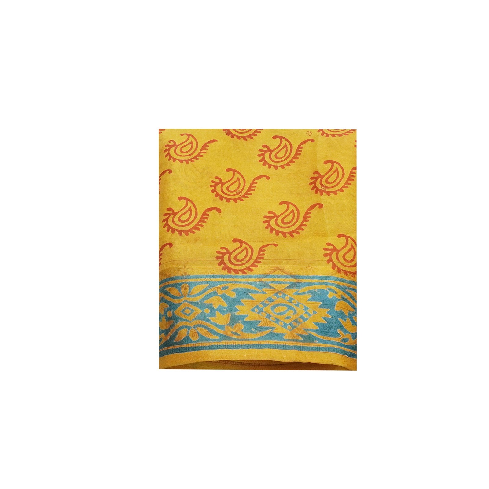 Vintage Mustard Sarees 100% Pure Silk Printed Indian Sari 6YD Craft Decor Fabric