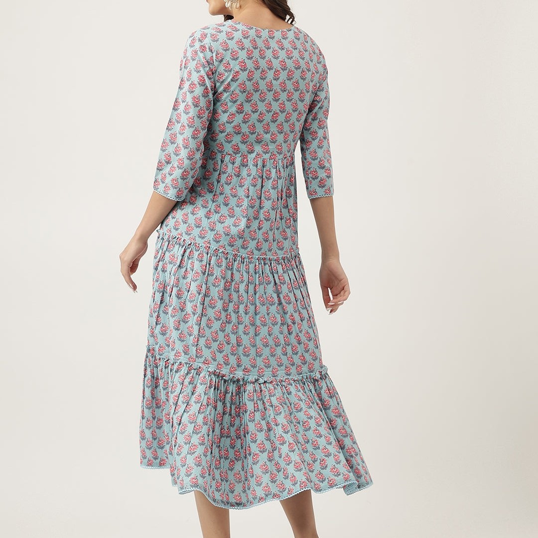 Plus Size Tie and Dye Pom-Pom Detail Maxi Dress for Women | Boho Flowy Long Dres