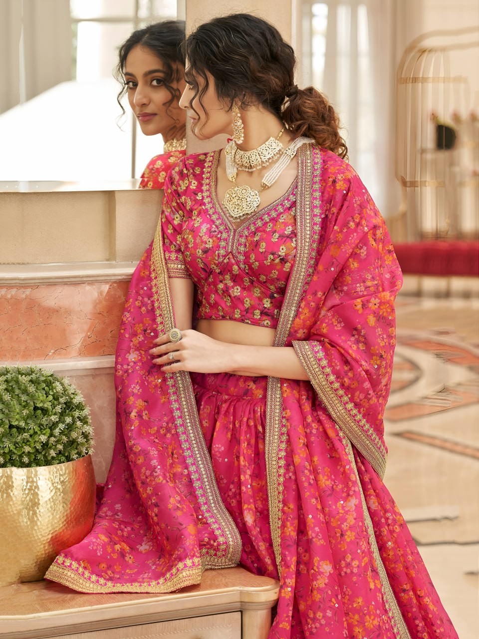 Royal Organza Lehenga Choli Zari Dori Embroidery Reception Wear