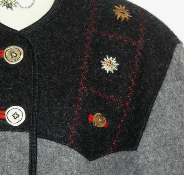 H MOSER / BLACK & GRAY ~ WOOL & ALPACA Austria Women Winter JACKET Coat 40 12 M