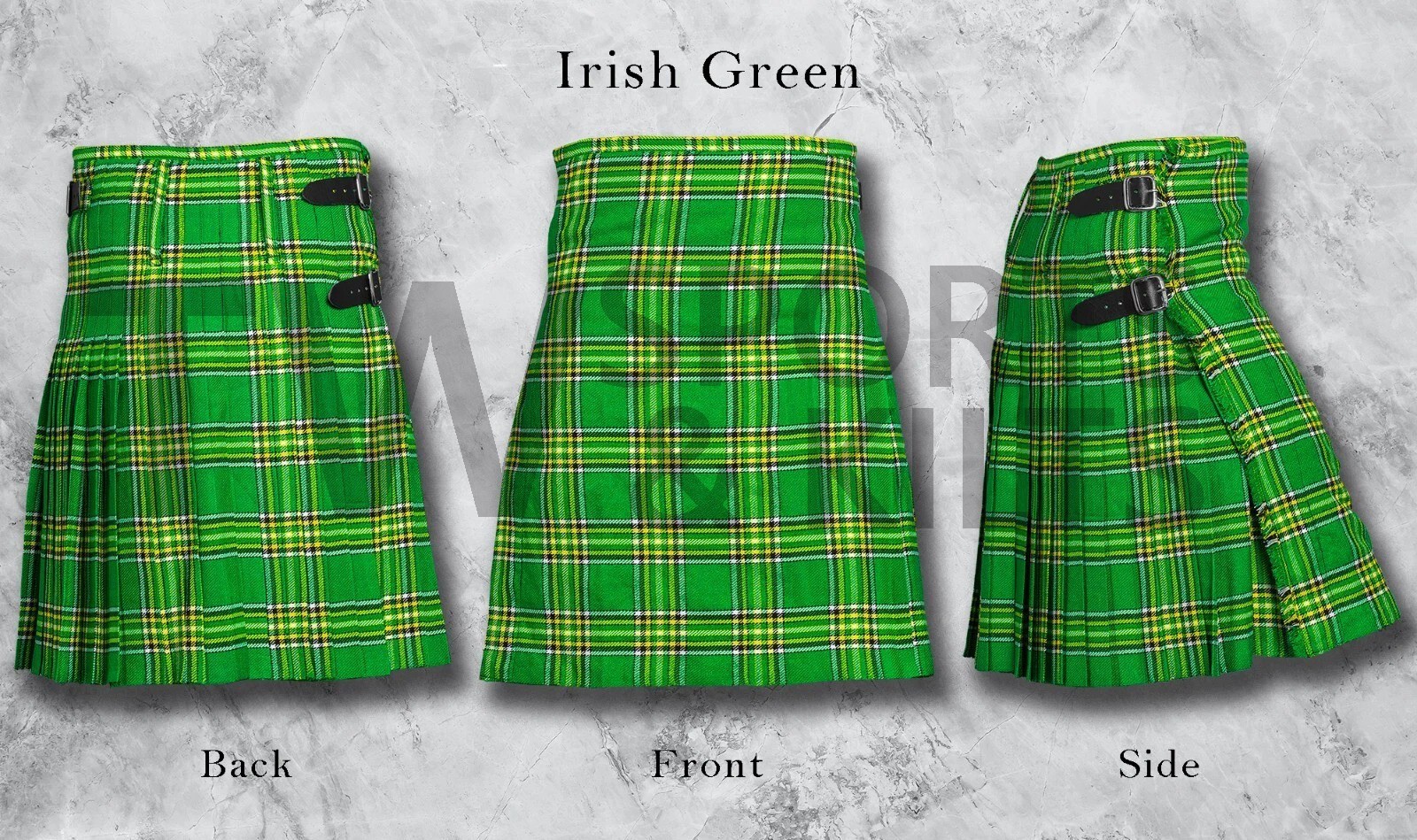 Scottish Men’s Outfit Irish Green Tartan Kilt Set – 10 Pieces Kilt Accessories