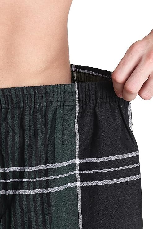Elastic Premium Cotton Lungi Dhoti With Pocket Pack of 1 Green