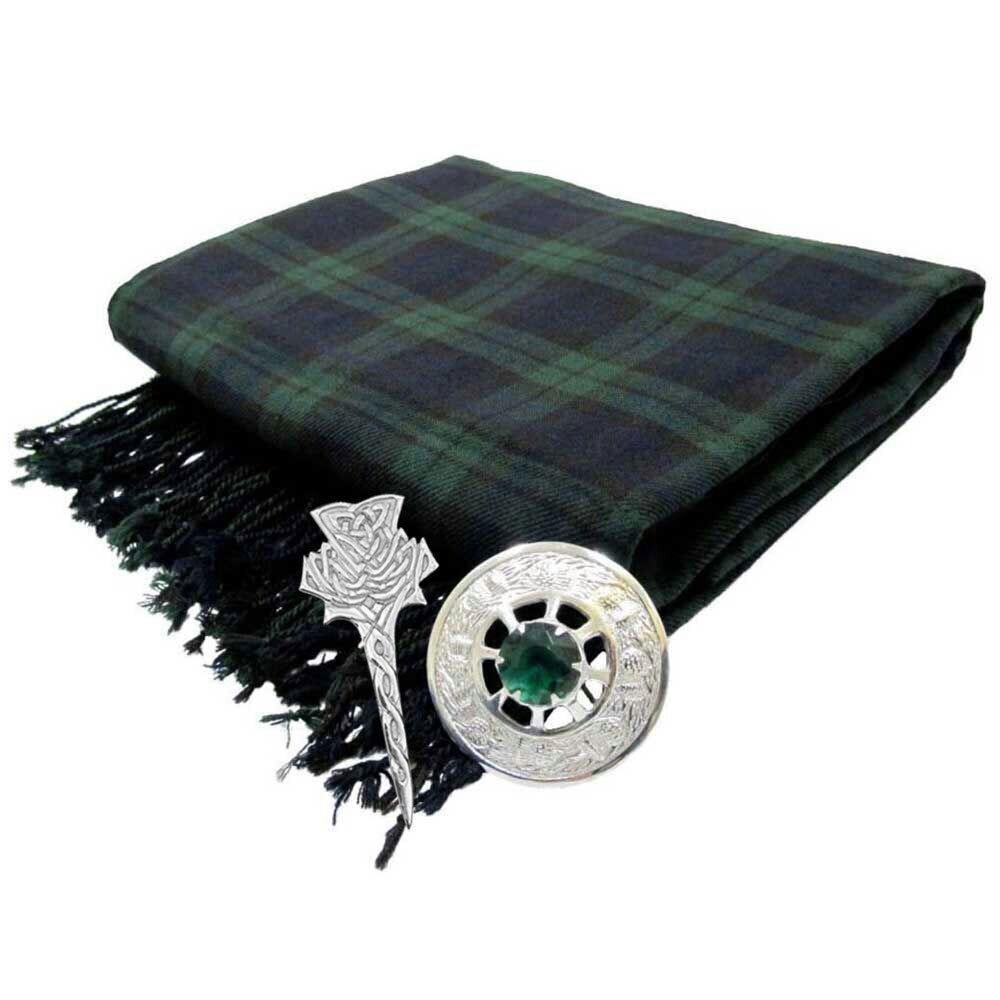 Men’s Black Watch kilt Accessories Fly plaid + Brooch + Pin